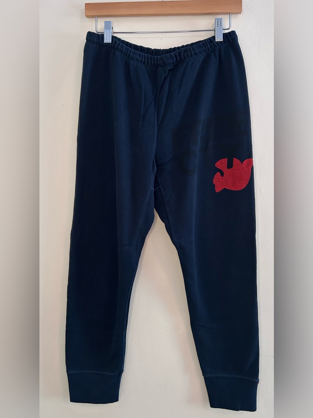 Free City 3/4 Sweats sweatpants navy with orange dove & black lettering size M